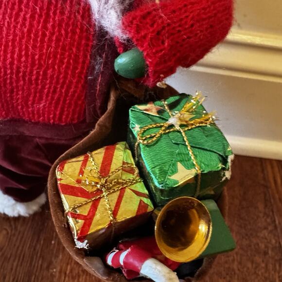 Vintage Santa Claus Christmas Ornament Doll Figure Plastic Face 11" McClures - Picture 15 of 15